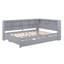 Lit de jour double en bois avec lit gigogne simple, lit de jour avec tablette de rangement et ports de chargement USB-314166540