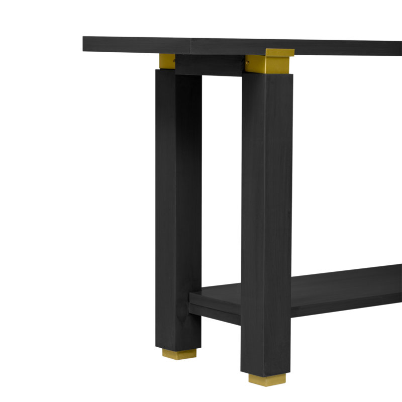 U_Style 62.9" Modern Minimalist Console Table, Solid Wood Entryway Sofa Table With Metal Accents, Built-In Shelf, For Living Room, Hallway (3 Colors: Black, Gray, Natural)