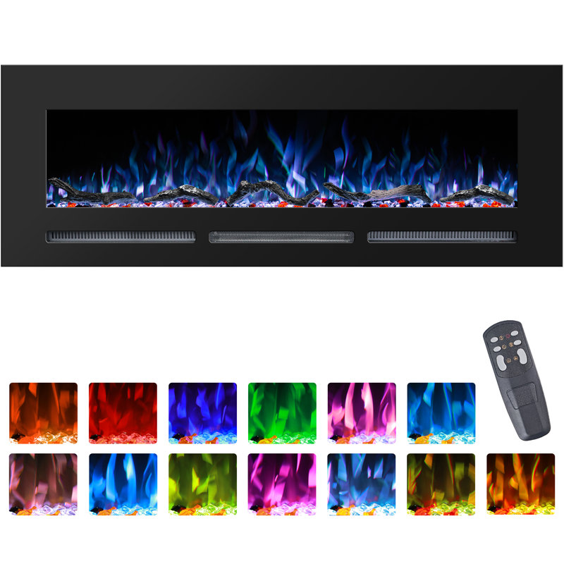 Aarryn Symple Stuff Black Electric Fireplace Insert, 21.65" H x 60" W x 5.5" D