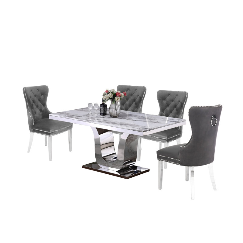 Ensemble repas pour 4 personnes Maciejewski, Gris foncé