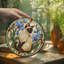 Vitrail représentant un chat siamois et des orchidées bleues - Panneaux artistiques en vitrail - Attrape-soleil pour la décoration de fenêtre-184681244