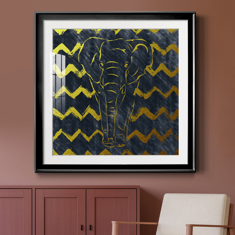 «Brushed Elephant», cadre photo, H 26,5 po x l 26,5 po x P 1,5 po, Papier encadré noir