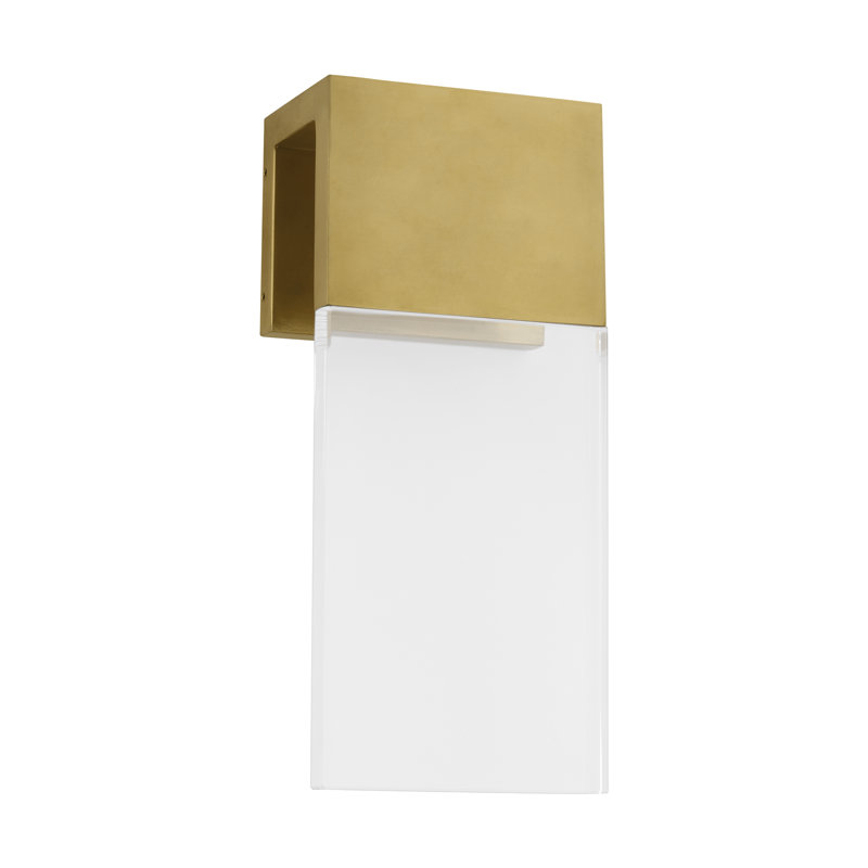 Kulma 1 - Light LED Outdoor Flush Mount, 10.5" H x 4.5" W x 3" D, Natural Brass