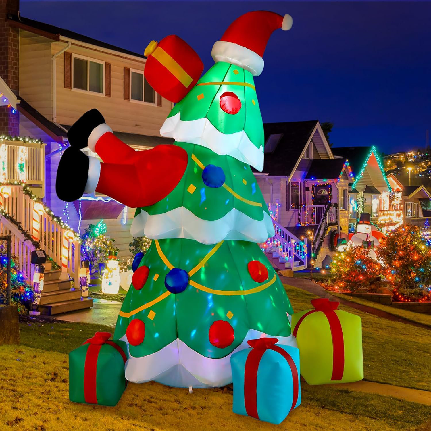 The Holiday Aisle® 7FT Inflatable Christmas Yard Decorations, Outdoor  Christmas Decorations, Inflatable Santa Claus Christmas Tree Built-In LED  Light ..., image size:1500x1500