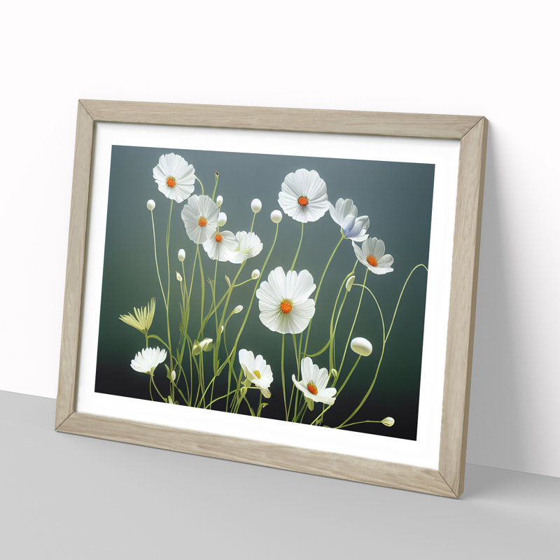 Pretty Wildflowers Floral - Single Picture Frame Painting, Oak, 46cm H x 64cm W x 2cm D