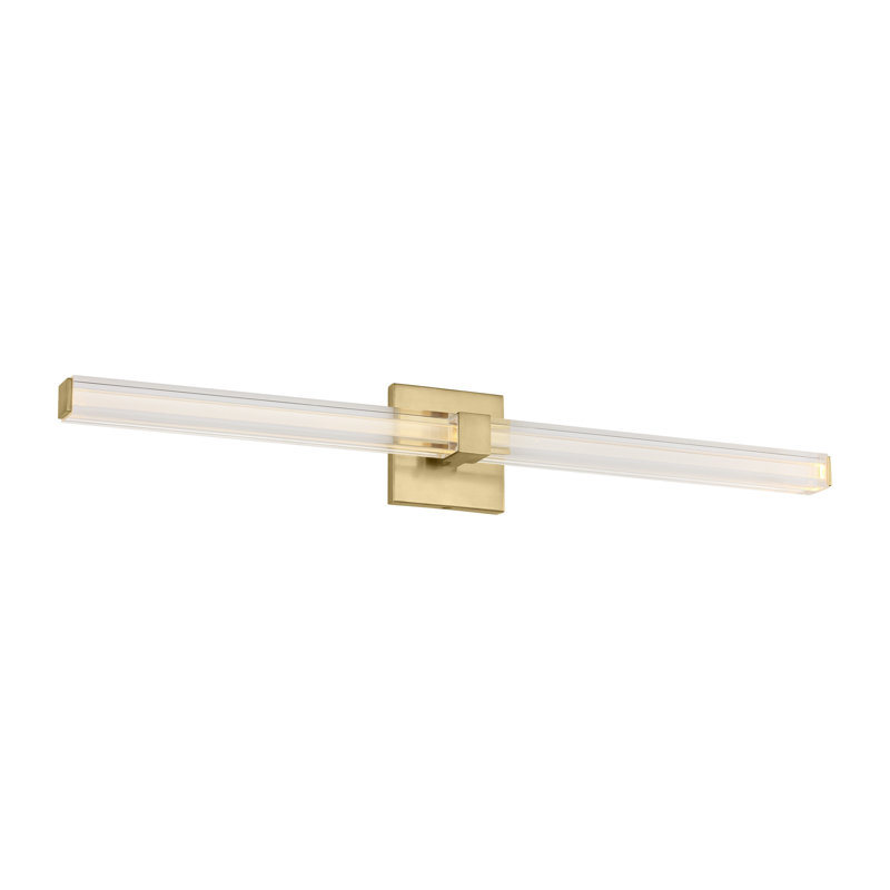 Reiya Square 1 - Light LED Vanity Light, Hand-Rubbed Antique Brass, 4.5" H x 30" W x 2.8" D