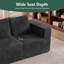 Causeuse modulaire 2 places, canapé à assise profonde avec mousse à mémoire de forme et coussins décoratifs, gris rayé-2038279978-2038279979