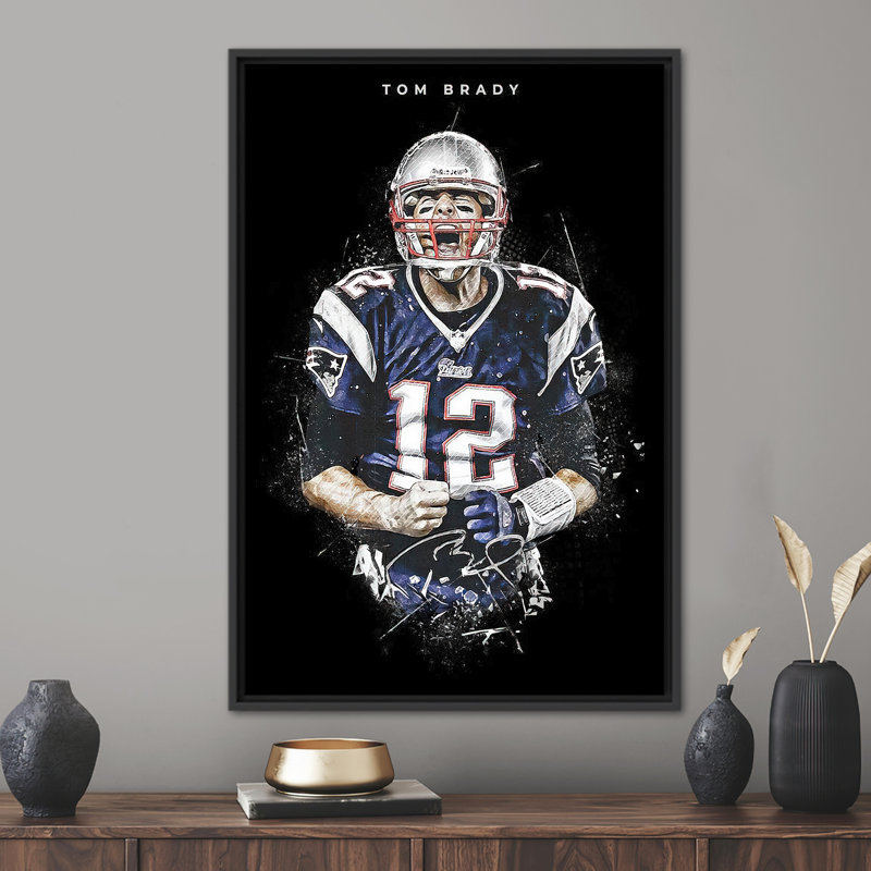 Affiche de motivation pour joueur de football américain Tom Brady, H 26 po x l 18 po, Cadre flottant noir