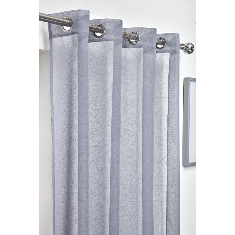 Kellie Sheer Curtain Single Panel, 145 W x 137 D cm, Silver