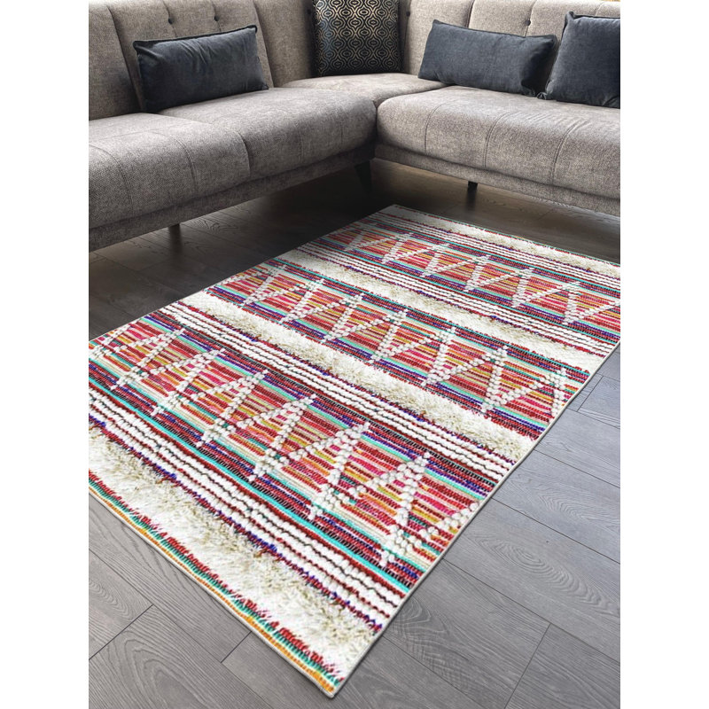 Tapis en coton Kya, Tapis de couloir 3 pi 11 po x 13 pi 1 po