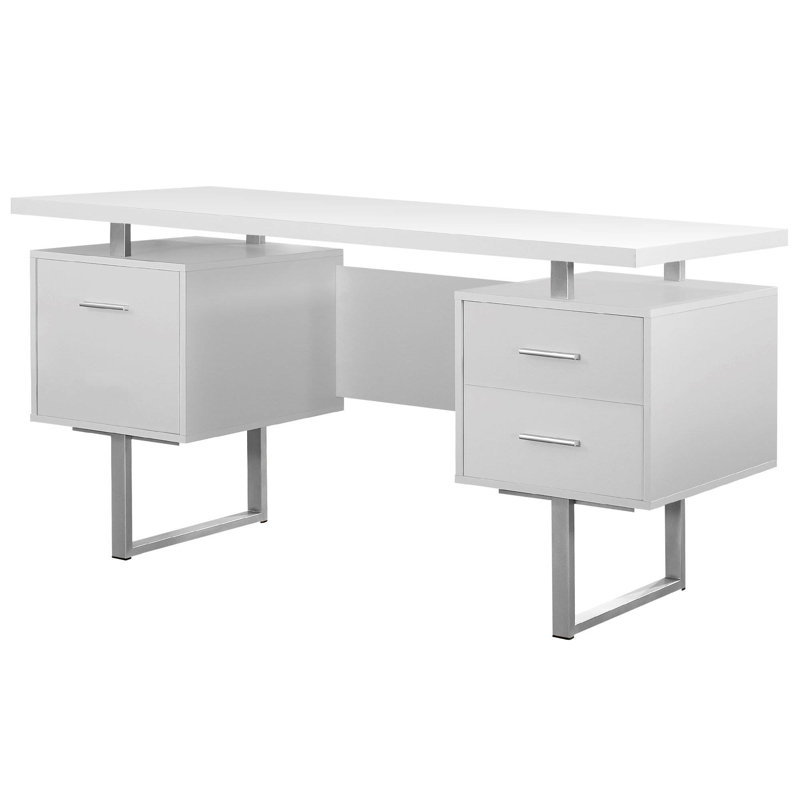 Computer Desk, White/Silver