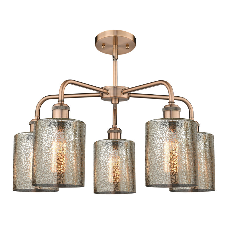Lustre tambour 5 lumières en acier à intensité variable Dublin, Mercurisé, Cuivre antique