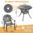 5-Piece 35.43" Round Outdoor Dining Set with Umbrella Hole, 4 Stackable Chairs, Red Cushions