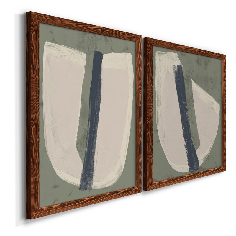 «Paper Slice III», ensemble de 2 peintures sur toile encadrées, Encadré de bois de noyer, H 24 po x l 36 po x P 1,5 po