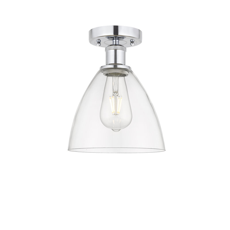 Plafonnier semi-encastré 1 lumière, Transparent, H 9,63 po x l 7,5 po x P 7,5 po, Chrome poli