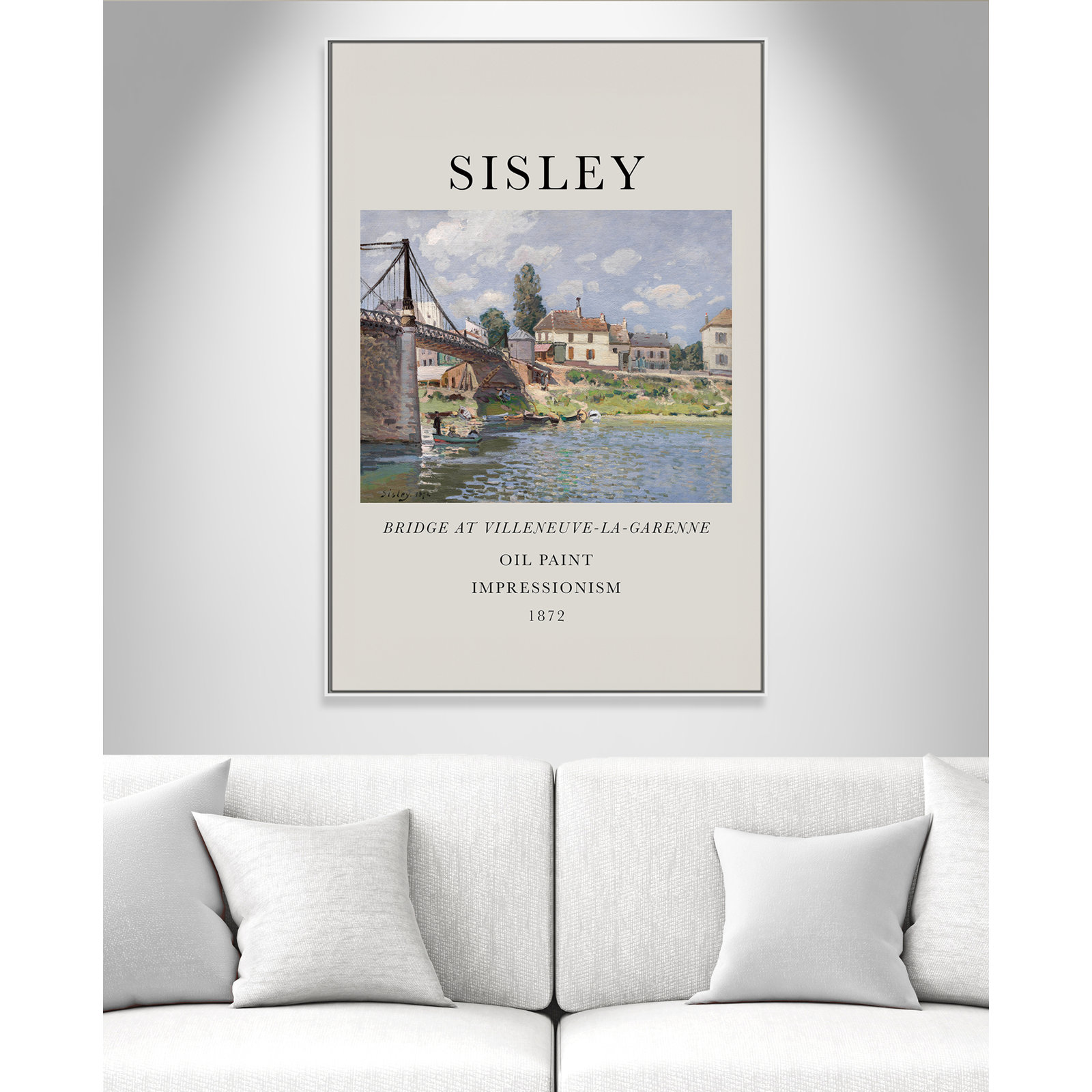 Old Masters Collection "The Bridge at Villeneuve" Print, No, 61.5" H x 41.5" W x 2" D, White Floater Frame