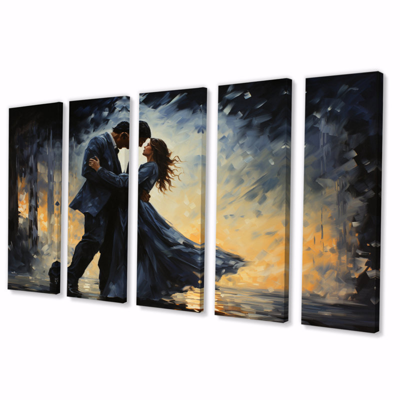 «Romantic Couple Landscape Dancing In Park I» sur toile, reproduction de 5 pièces