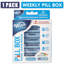 Une boîte à pilules portable d'une semaine à 8 compartiments avec un joint amovible parfait pour ranger les pilules et les bonbons. Disponible en blanc et bleu, c'est un dispositif de rangement de médicaments quotidien portable.