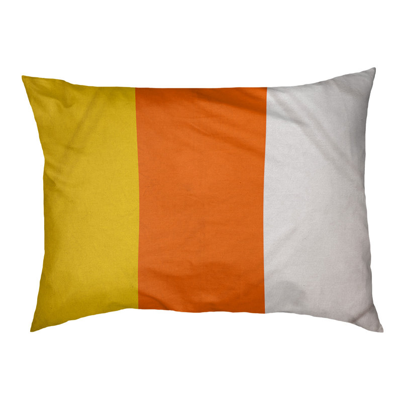 Coussin rectangulaire designer Miami, Grand (L 40 po x l 50 po), Jaune / rouge orangé / blanc