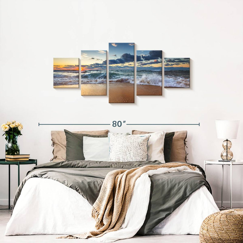 Ensemble 5 pièces Sea Cloudscape sur toile, H 68 po x l 30 po x P 1,25 po