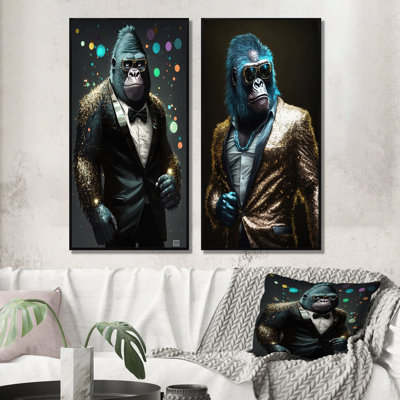 «Disco Style Tuxedo Gorilla», 2 pièces sur toile
