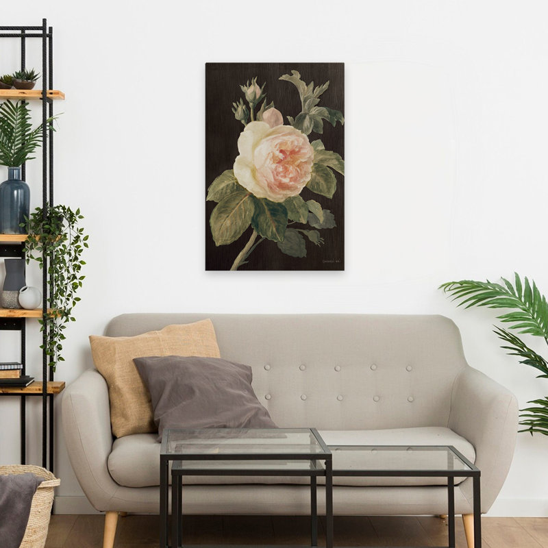 Art noir et rose héritage sur fond noir, H 24 po x l 16 po