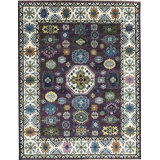 Purple Hand-Knotted Wool Floral Constellation Classic Traditional Modern Contemporary Carpet Rug