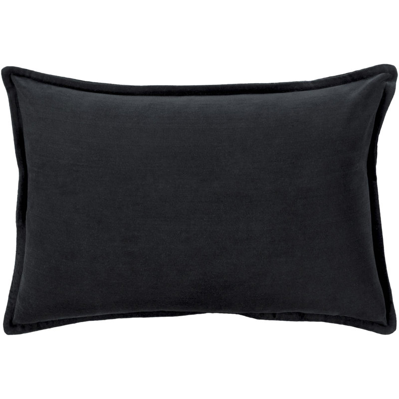 Housse et insert de coussin rectangulaire en coton Norwin, Duvet, 13"H x 19"W, Noir