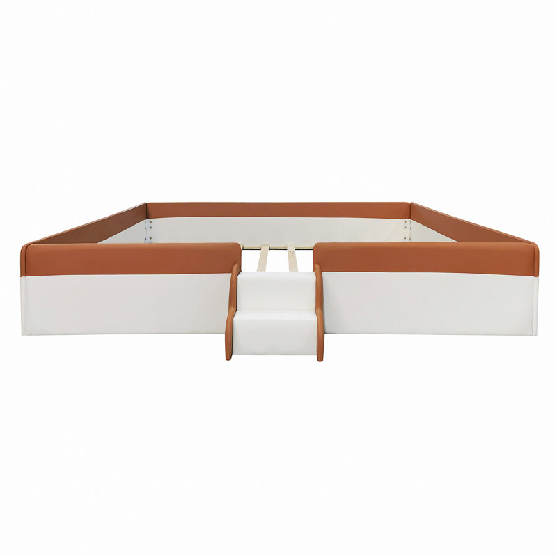 PU Leather Upholstered Daybed, King, Brown/White