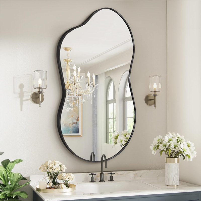 Aluminium Irregular Mirror, Black