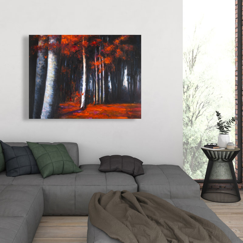 Mysterious Forest - Contemporary Landscape Canvas Art for Home, 48" H x 36" W