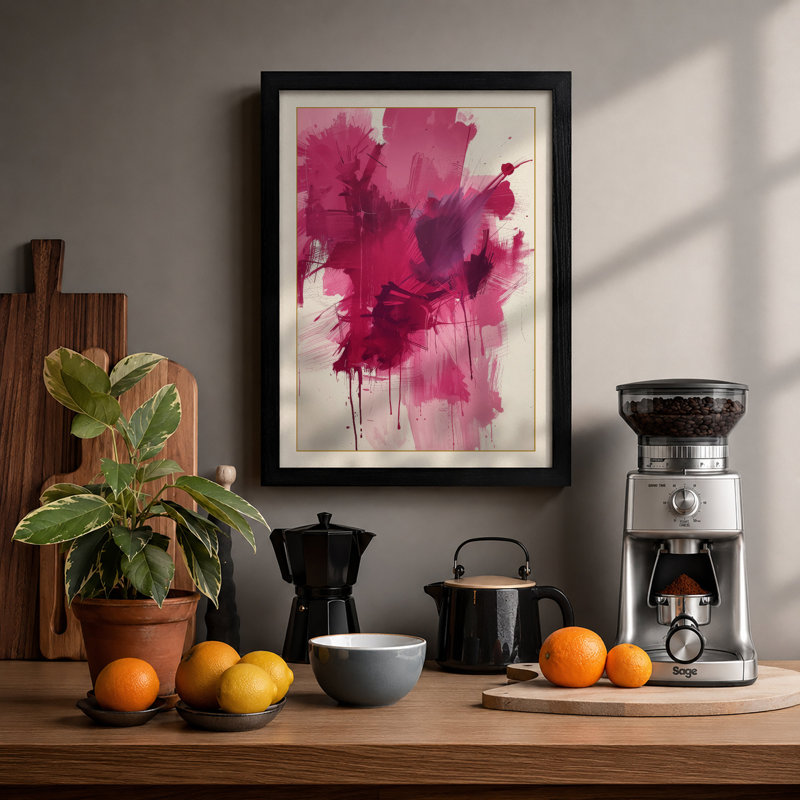 Magenta Bloom Abstract - Print, A1 - 84.1 x 59.4 cm, Black