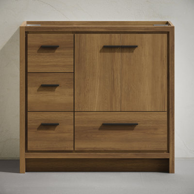 Virage 36" Freestanding Bathroom Vanity In Brown Oak Without Sink Top