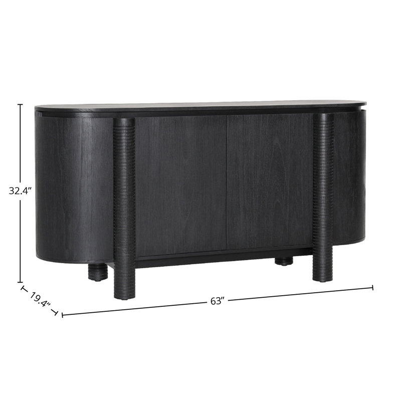 Stefan 63'' W Solid Wood Sideboard, Black