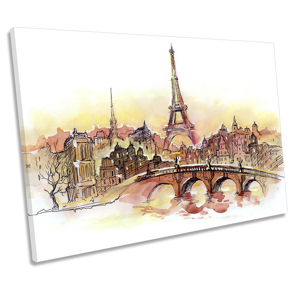 Eiffel Tower Paris Skyline - Wrapped Canvas Painting