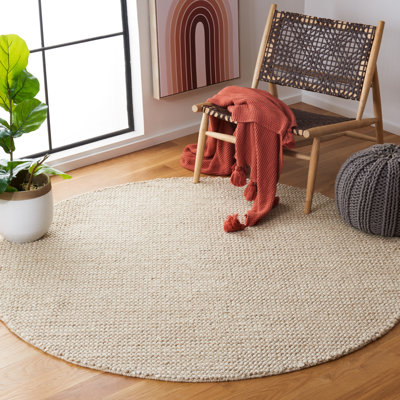 Almus Abstract Handmade Tufted Wool Beige / Ivory Area Rug
