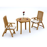 4 Seats 5 Pcs Grade-A Teak Wood Dining Set: 36" Round Table And 4 Marley Folding Reclining Arm Chairs #11MR0704