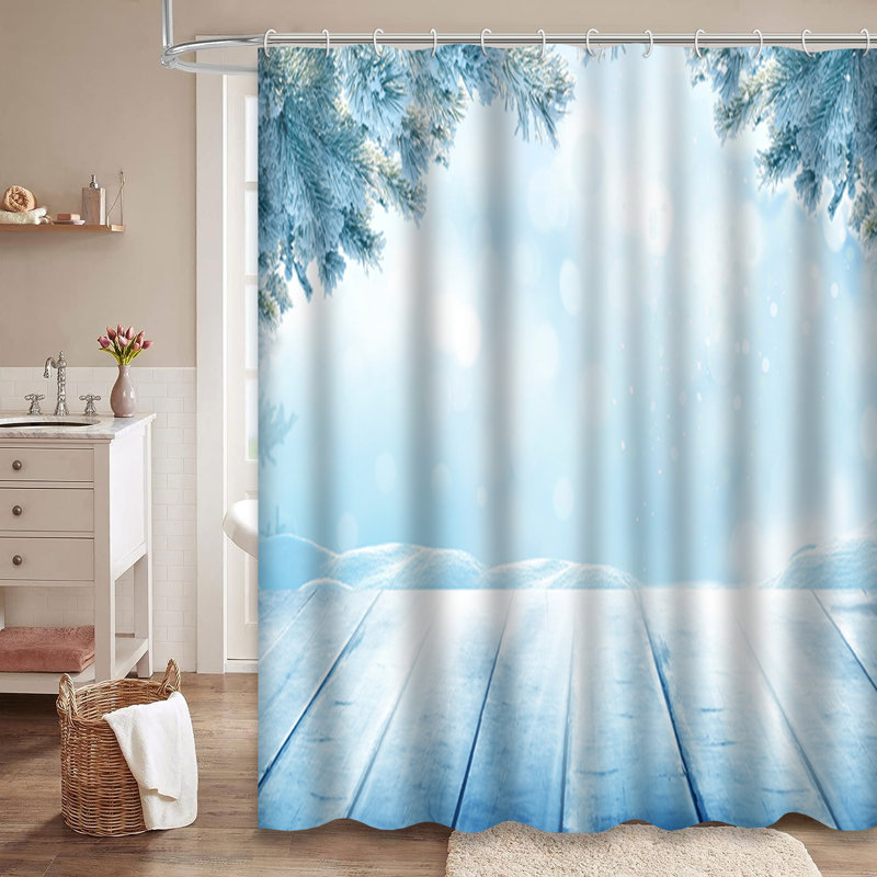 Rideau de douche avec 12 crochets Merry Christmas Happy New Year, L 72 po x l 84 po