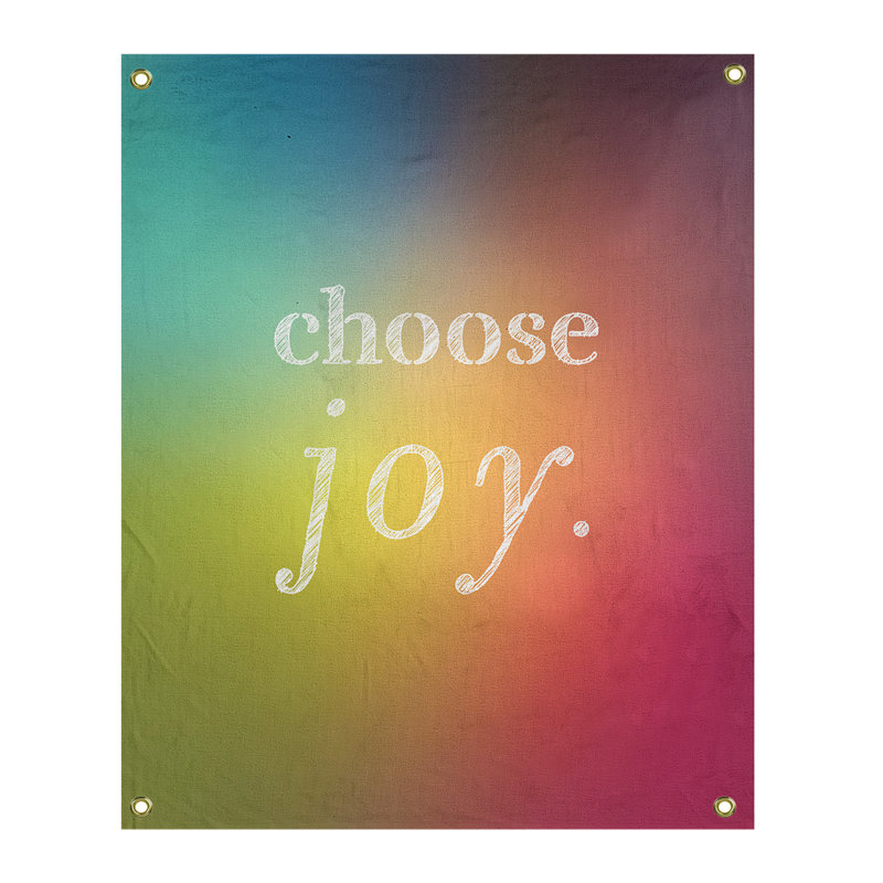 Tapisserie de polyester, choisir la joie citation, H 80 po x l 59 po, Arc-en-ciel