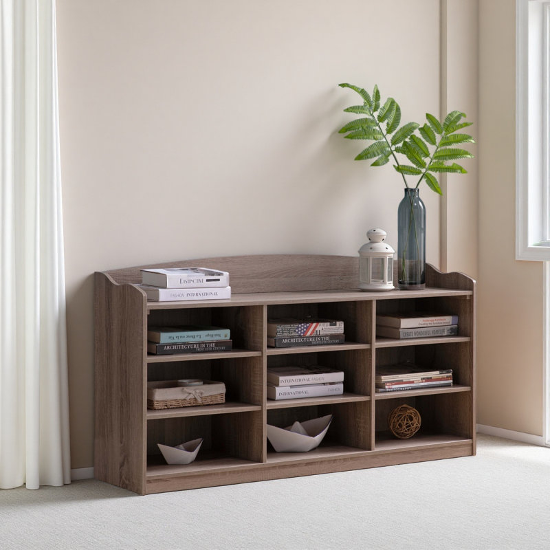 Banc de rangement pour chaussures en bois, neuf tablettes de rangement, rangement pour vestibule