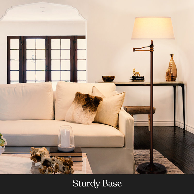 Caden Bronze 62" Extendable LED Floor Lamp with Fabric Shade
