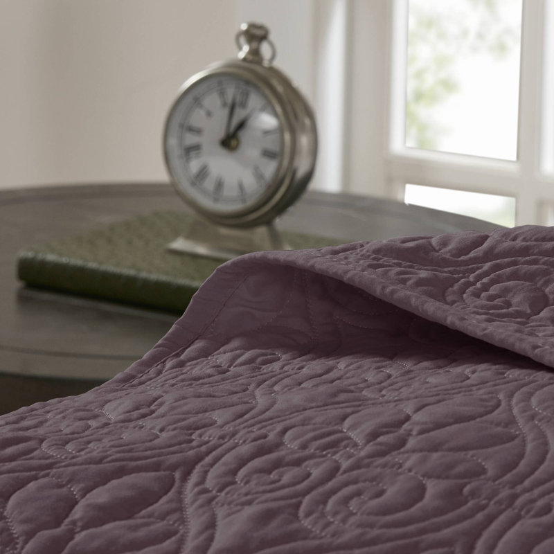 Ensemble de couvre-lit réversible Québec, Couvre-lit grand et 2 taies décoratives, Mauve