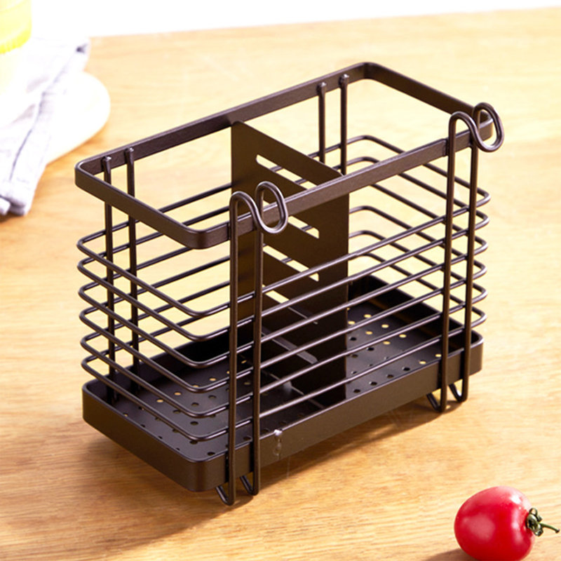 Égouttoir en fer Vaisselle de rangement en fer Support de baguettes creuses fixées au mur pour le camp de pique-nique Cuisine Comptoir Bureau