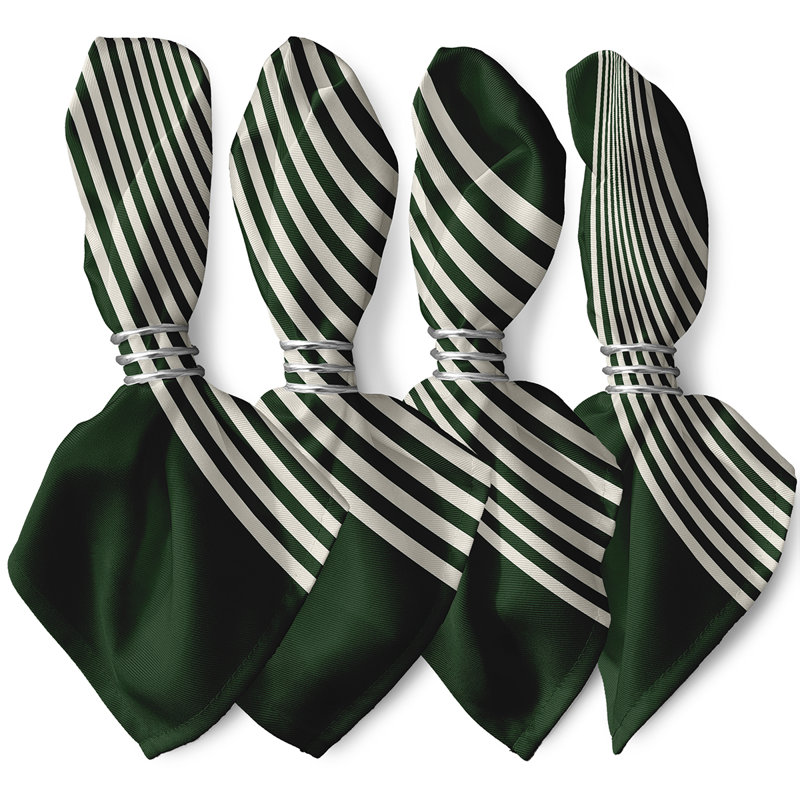 Krystl Polyester Striped Square Napkin, Green