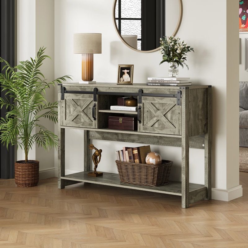 Bragg 46" Wood Console Table, Light Gray