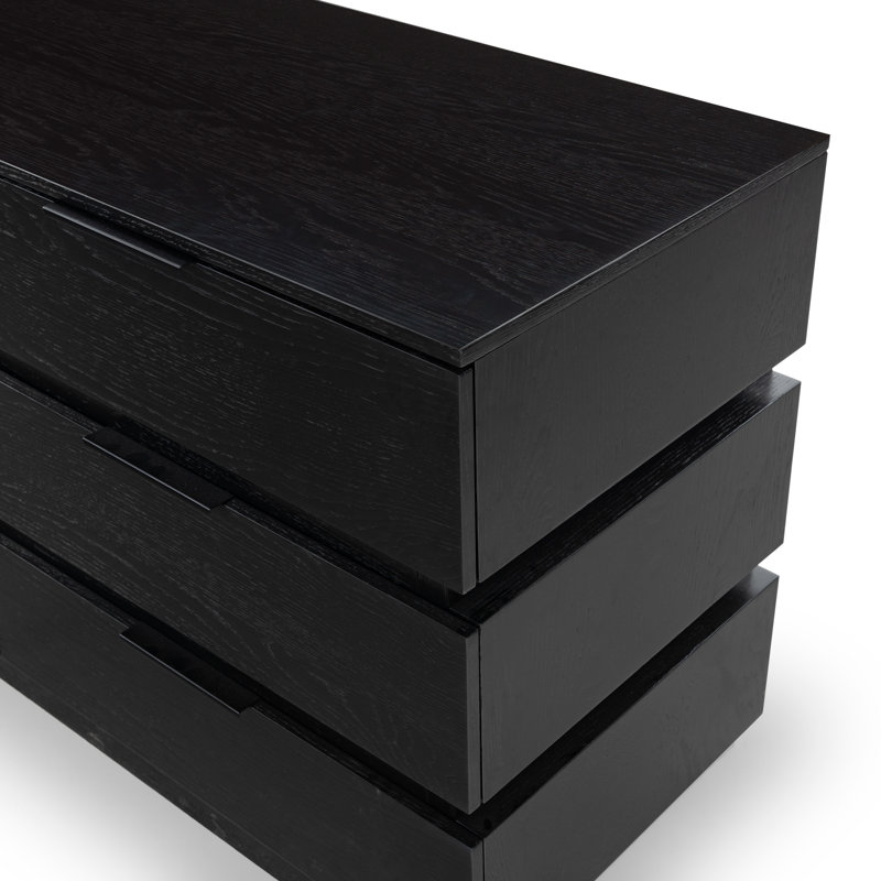 Titus 6 Drawer Stacked Dresser, Black