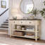 Console de style rétro avec 2 étagères ouvertes, structure en pin massif pour salon-1324601289-1324601287-1324601284