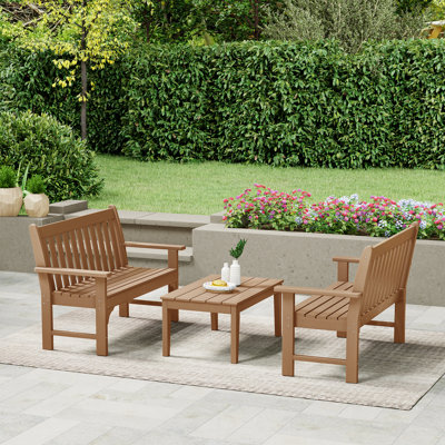 Poly 3-Piece Bench With Coffee Table