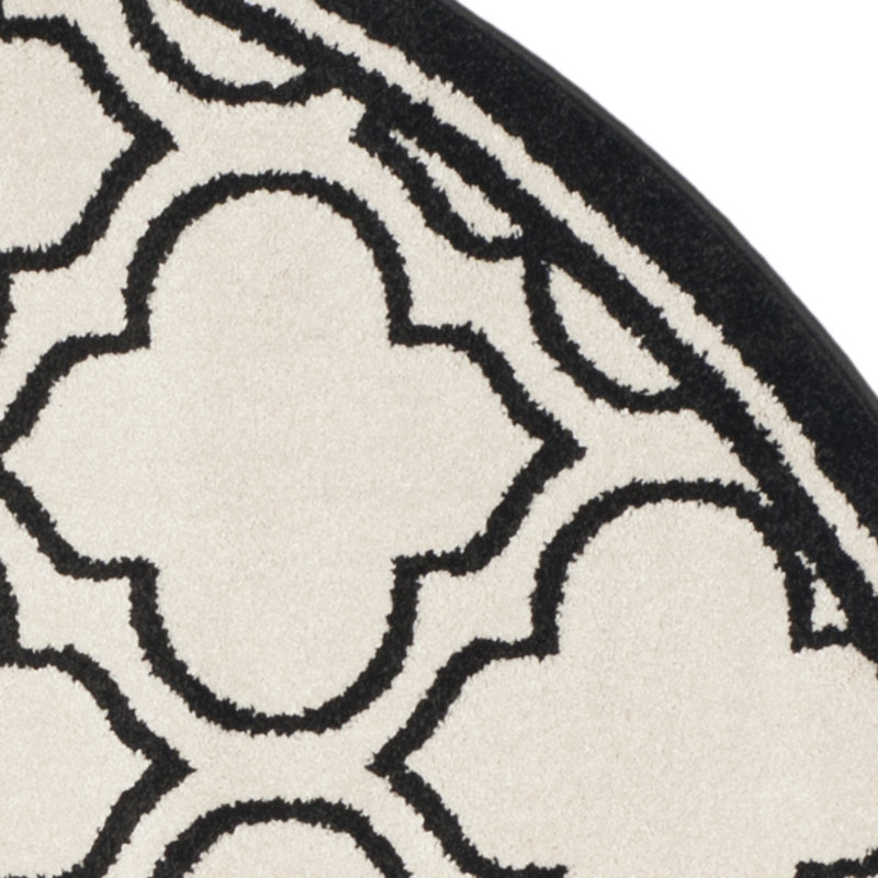 Tapis géométrique ivoire / anthracite Ammundsen, Rond 7 pi