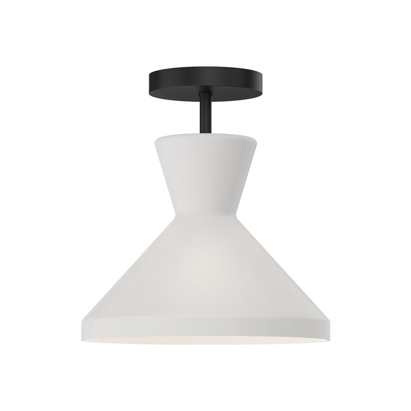 Matte Black and White Glass Cone Pendant Light